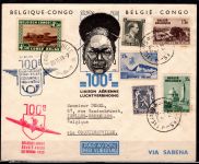 Belgisch Kongo 170 4 Briefe zur100. Luftpostverbindung #OF960
