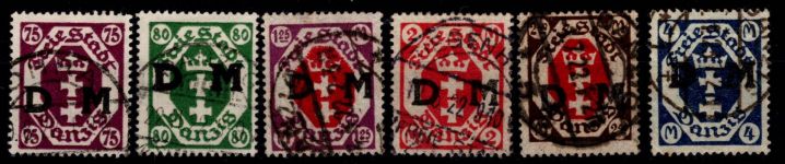 Danzig Dienstmarken 15-20 gestempelt Nr.:16 nicht gepr., nicht berechnet #OJ085