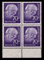 BRD Bund 263x w postfrisch als 4er Einheit vom Unterrand #NI701