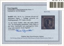 Baden 1 a gestempelt Befund Stegmüller BPP #OO441