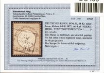 Deutsches Reich 11 gestempelt Befund Krug BPP, leichte Mängel #OO463