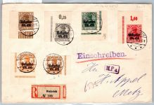 Postgebiet Ob. Ost 1-6 auf Brief Eckrandstücke #OP058