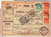 Deutsches Reich 342, u.a. auf Auslandspaketkarte #OP639