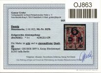 Danzig Dienstmarken 25 b gestempelt neuer Befund Gruber BPP #OJ863