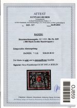 Danzig Dienstmarken 39 gestempelt neues Attest Gruber BPP #OJ859