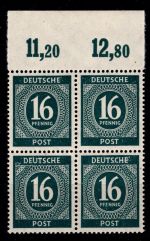 Alliierte Besetzung 923 a P OR ndgz postfrisch 4er Block, geprüft Arge #OR334