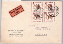 Berlin 167 auf Brief als Mehrfachfrankatur im 4 er Block #OR473