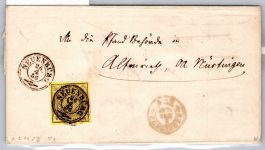 Württemberg 2 a auf Brief als Einzelfrankatur von Neuenburg gelaufen #OR681