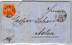 Württemberg 7 auf Brief als Einzelfrankatur von Ulm gelaufen #OR683