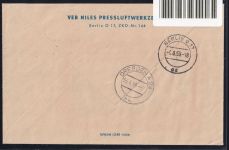 DDR Dienstmarken B 25 auf Brief als Einzelfrankatur ZKD Wertstreifen #OT746
