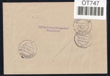 DDR Dienstmarken B 25 auf Brief als Einzelfrankatur ZKD Wertstreifen #OT747