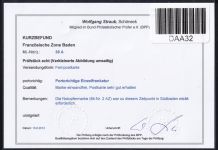 Französische Zone Baden 39 auf Brief Befund Schlegel BPP #DAA32