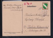 Französische Zone Allgemeine Ausgabe 5 auf Postkarte Einzelfrankatur #DAF08
