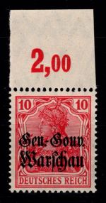 Deutsche Besetzung 1. WK Polen 10 a P OR postfrisch geprüft Hey BPP #OU621