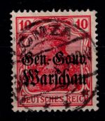 Deutsche Besetzung 1. WK Polen 10 a gestempelt Typenprüfung #OU642