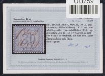 Deutsches Reich 13 gestempelt Befund Krug BPP, Federzugentwertung #OU759