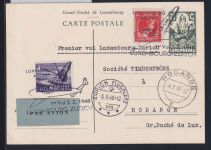 Luxemburg 360, 406 als Ganzsache Luftpost Erstflug #DAJ65