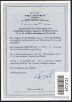 Französische Zone Württemberg 43 A auf Brief Attest Straub BPP #OV034