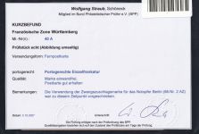 Französische Zone Württemberg 40 A auf Postkarte Kurzbefund Straub BPP #OV035