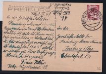 Französische Zone Baden 32 auf Postkarte als Einzelfrankatur portogerecht #DAL28