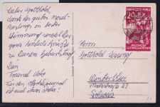 Französische Zone Rheinland Pfalz 30 auf Postkarte als EF, portogerecht #DAL50