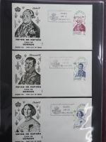 Spanien Sammlung FDCs in 7 Alben auf selbstgestalteten Seiten #MA104