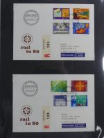 Schweiz Kiste mit FDCs auf selbstgestalteten Seiten #MA093