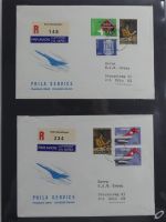 Schweiz Kiste mit FDCs auf selbstgestalteten Seiten #MA093