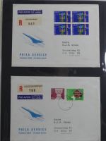 Schweiz Kiste mit FDCs auf selbstgestalteten Seiten #MA093