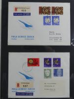 Schweiz Kiste mit FDCs auf selbstgestalteten Seiten #MA093