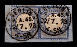 Deutsches Reich 20 gestempelt als Paar, K1 Berlin, KBHW 639 #DBY99