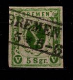 Bremen 4 b gestempelt tiefst geprüft Fischer BPP, signiert Rohr #DCU43