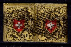 Schweiz 8 II gestempelt als Paar, unten angeschnitten #DCS41