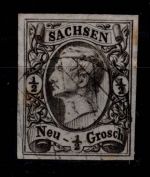 Sachsen 8 gestempelt tiefst signiert Serrane, allerdings etwas fleckig #DCS68