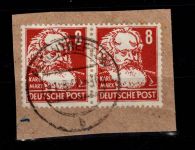 SBZ 214 a waagerechtes Paar auf Briefstk. gestempelt geprüft Schönherr VP #DDR27