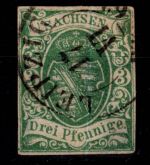 Sachsen 2 II b gestempelt geprüft Rismondo BPP, dünne Stellen #DCS42