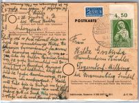 BRD Bund 151 auf Postkarte als Einzelfrankatur portogerecht #DDG48