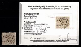 Deutsches Reich 12 gestempelt Kurzbefund Sommer BPP, einwandfrei #DDL09