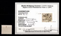 Deutsches Reich 12 gestempelt Kurzbefund Sommer BPP, einwandfrei #DDL09