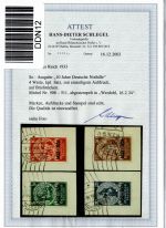 Deutsches Reich 508-511 gestempelt auf Briefstücken, Attest Schlegel BPP #DDN12