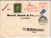 BRD 163 auf Brief als Mischfrankatur portogerecht mit rotem Freistempler #DDP11