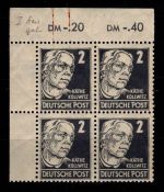 SBZ 212 a postfrisch 4er Block vom Eckrand, geprüft Schönherr VP #DDJ37