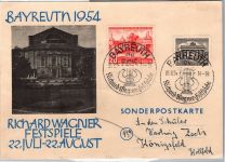 Berlin 42, 116 auf Ausstellungskarte Wagner Festspiele 1954 mit SSt. #DDV75