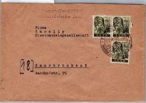 Saarland 229 X I auf Brief MeF Fernverkehr portogerecht #DEA34