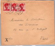 Saarland 242 auf Brief als Mehrfachfrankatur nach Frankreich portogerecht #DEA40