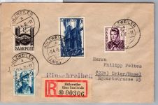 Saarland 241, 245, 247, 248 auf Brief als Mischfrankatur Einschreiben #DEA47