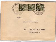 Saarland 229 Y I auf Brief als MeF im senkrechten 3er Streifen #DEA53