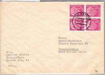 BRD Bund 179 x im 4er Block auf Brief als Mehrfachfrankatur portogerecht #DEB00