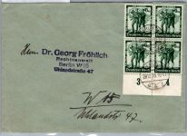 Deutsches Reich 662 UR 4er Block auf Brief MeF Ortsbrief Berlin #DEB28