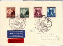 Böhmen und Mähren 75-78 auf Brief Eilbote Luftpost Sonderstempel Prag 1 #DEB34